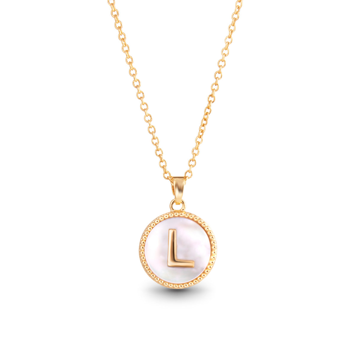 Gold Mother Of Pearl Initial Necklace