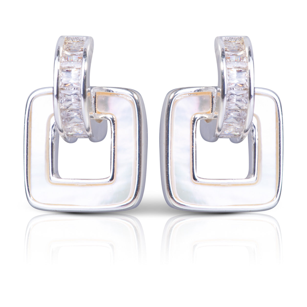 Square CZ/Mother Of Pearl Earrings