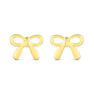 Gold Bow Ribbon Earrings, 18K Gold Dipped