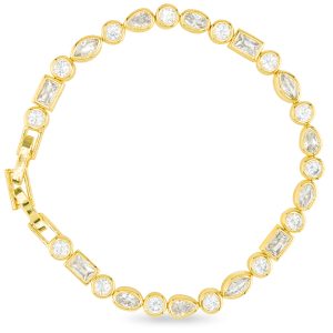 Gold CZ Multi Cut Bezel Tennis Bracelet