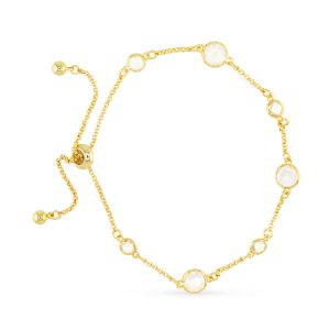 Gold Faceted Milky CZ Bracelet