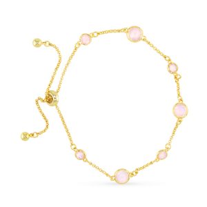 Gold Faceted CZ Bracelet- Pink