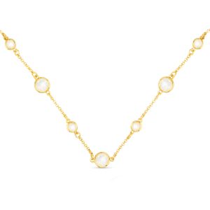 Gold Faceted CZ Necklace- Milky White