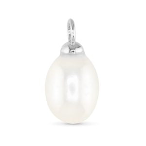 Silver Pearl Drop Charm, Sterling Silver Dipped