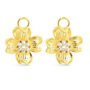 Gold CZ Dogwood Flower Earring Charms