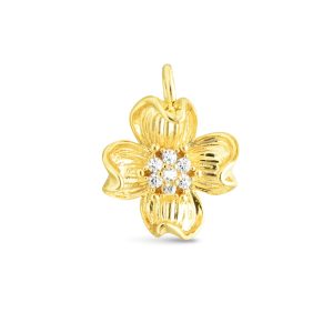 Gold CZ Dogwood Flower Charm