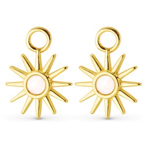 Gold MOP Sun Earring Charms, 18K Gold Dipped