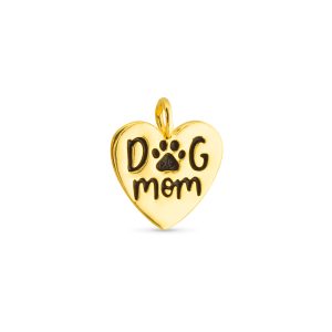 Gold Dog Mom Charm, 18K Gold Dipped