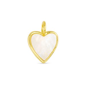 Gold Mother Of Pearl Heart Charm, 18K Gold Dipped