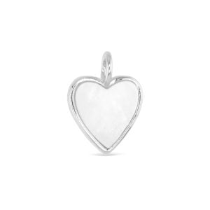 Silver MOP Heart Charm, Sterling Silver Dipped