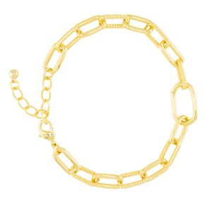 Gold Pippa Charm Bracelet, 18K Gold Dipped, Lobster Clasp 