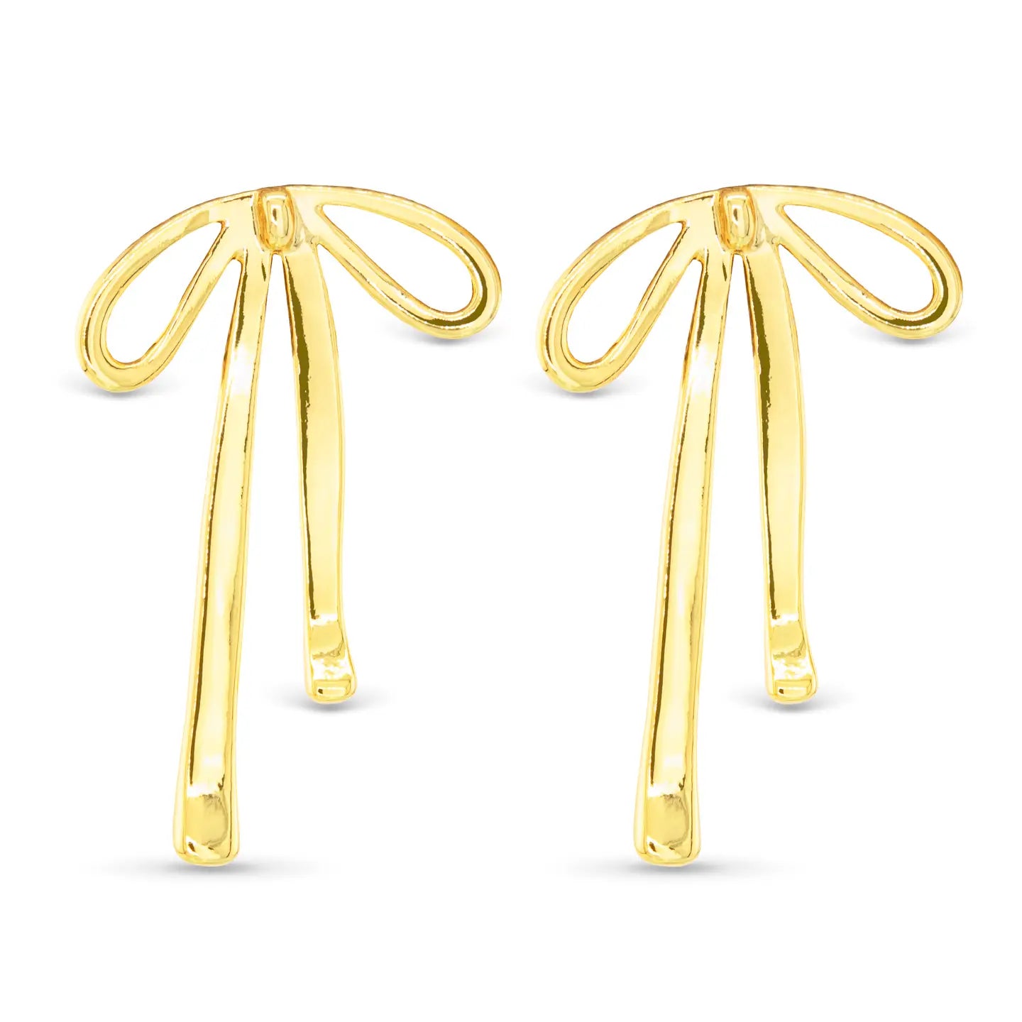 Gold Long Bow Earrings