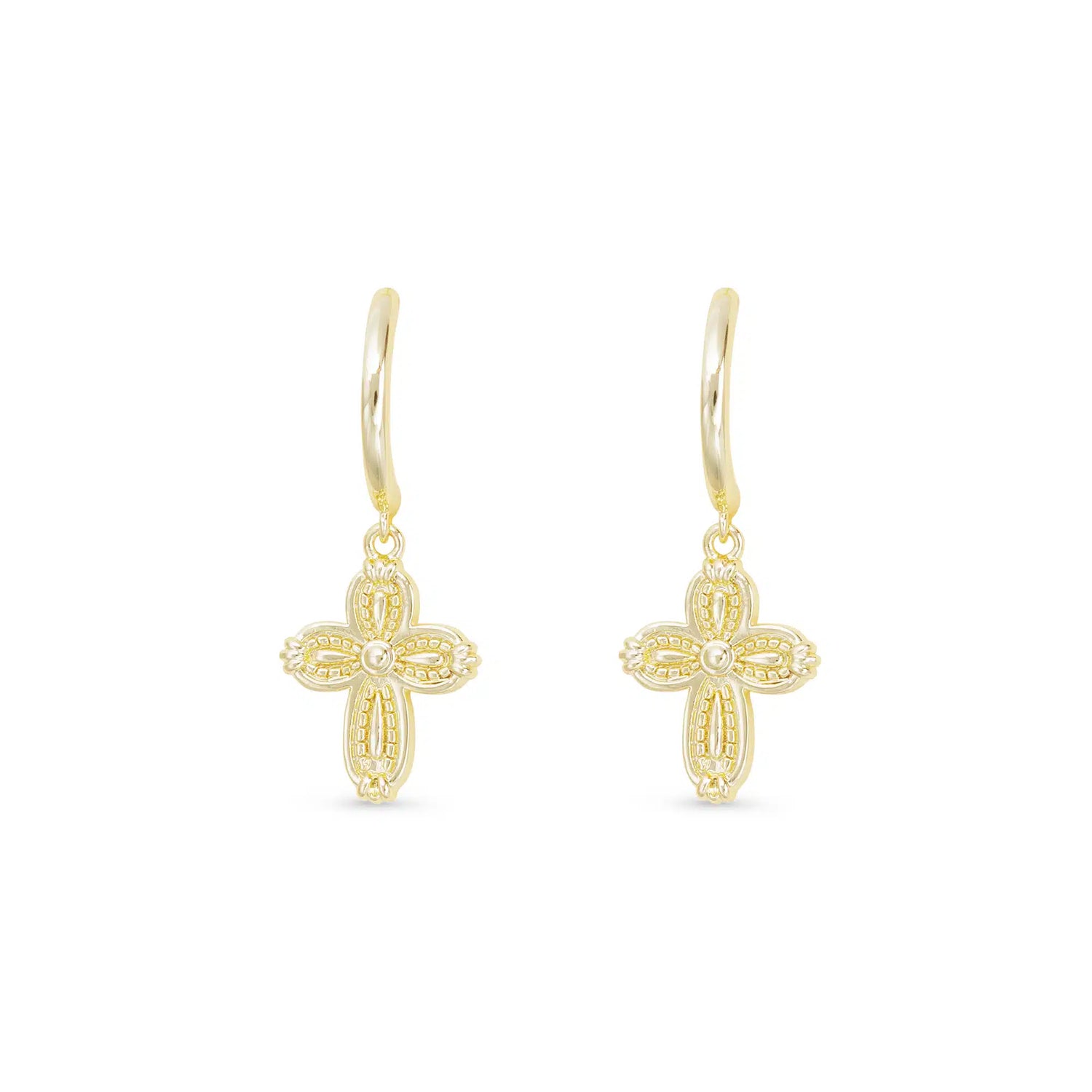 Gold Small Cross Dangle Earrings