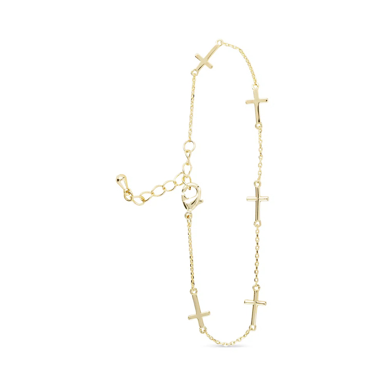 Dainty Gold Chain Bracelet with Mini Cross Pendants