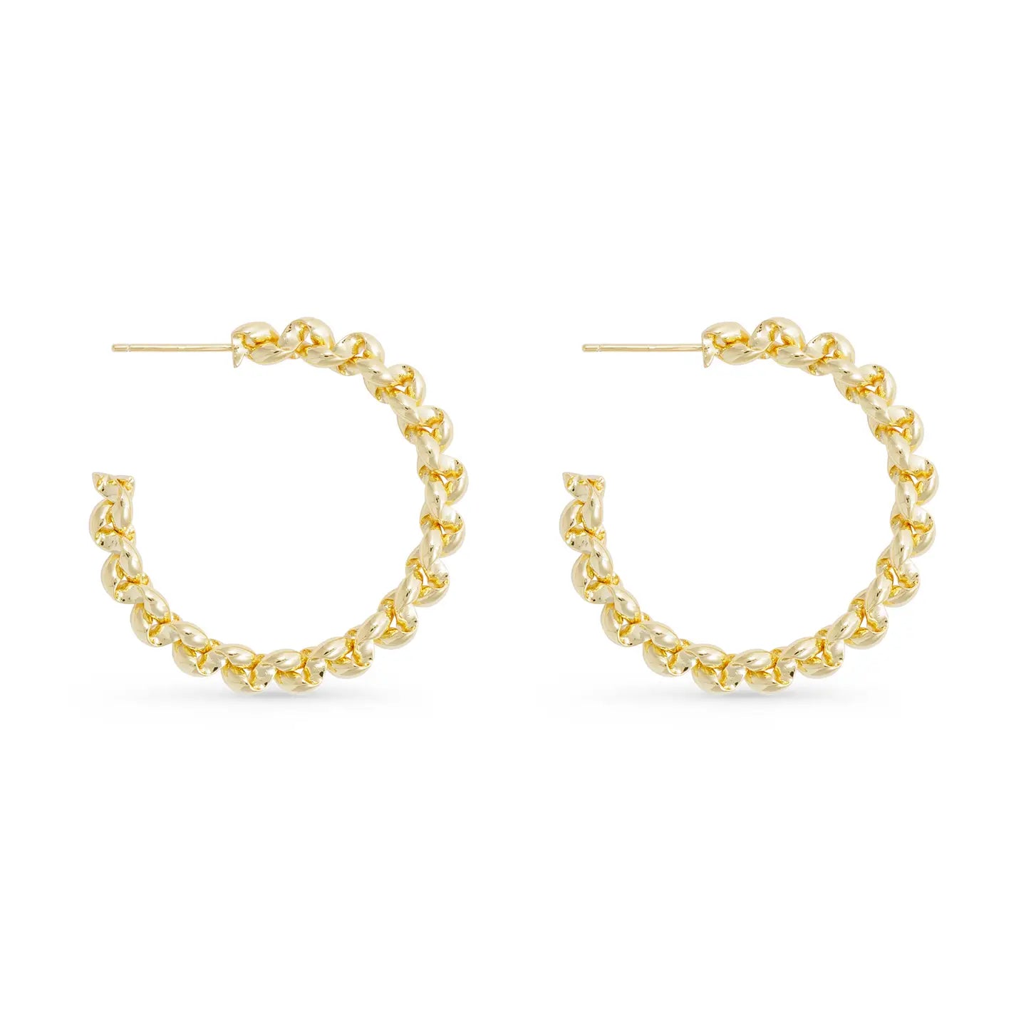 Gold Chain Link Hoop Earrings
