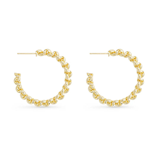 Gold Chain Link Hoop Earrings