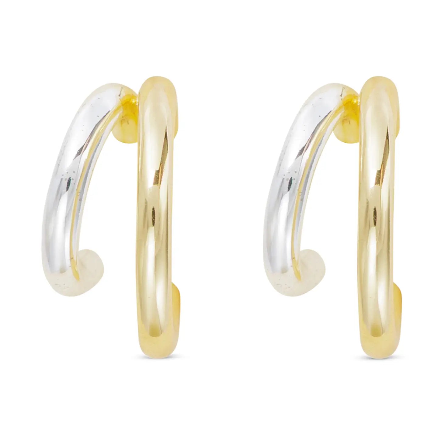 Mixed Metal Hoop Earrings 