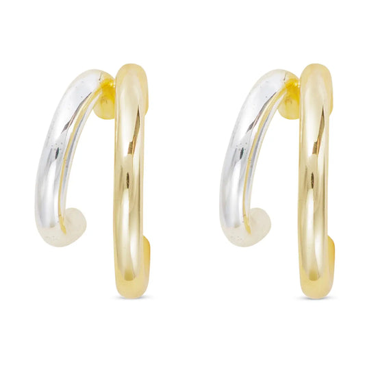 Mixed Metal Hoop Earrings 