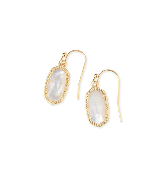 Pearl white pendant earring with gold outline and fishhook back 