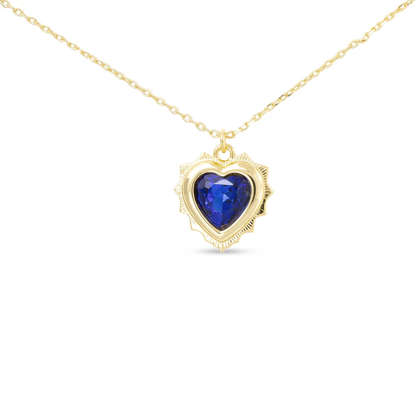 Gold Crystal September Birthstone Heart Necklace
