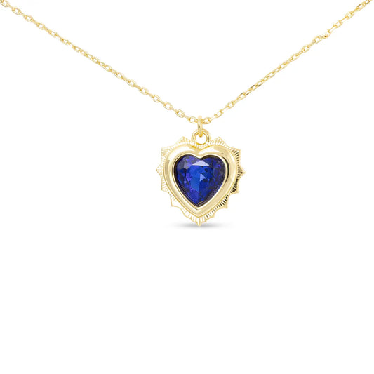 Gold Crystal September Birthstone Heart Necklace