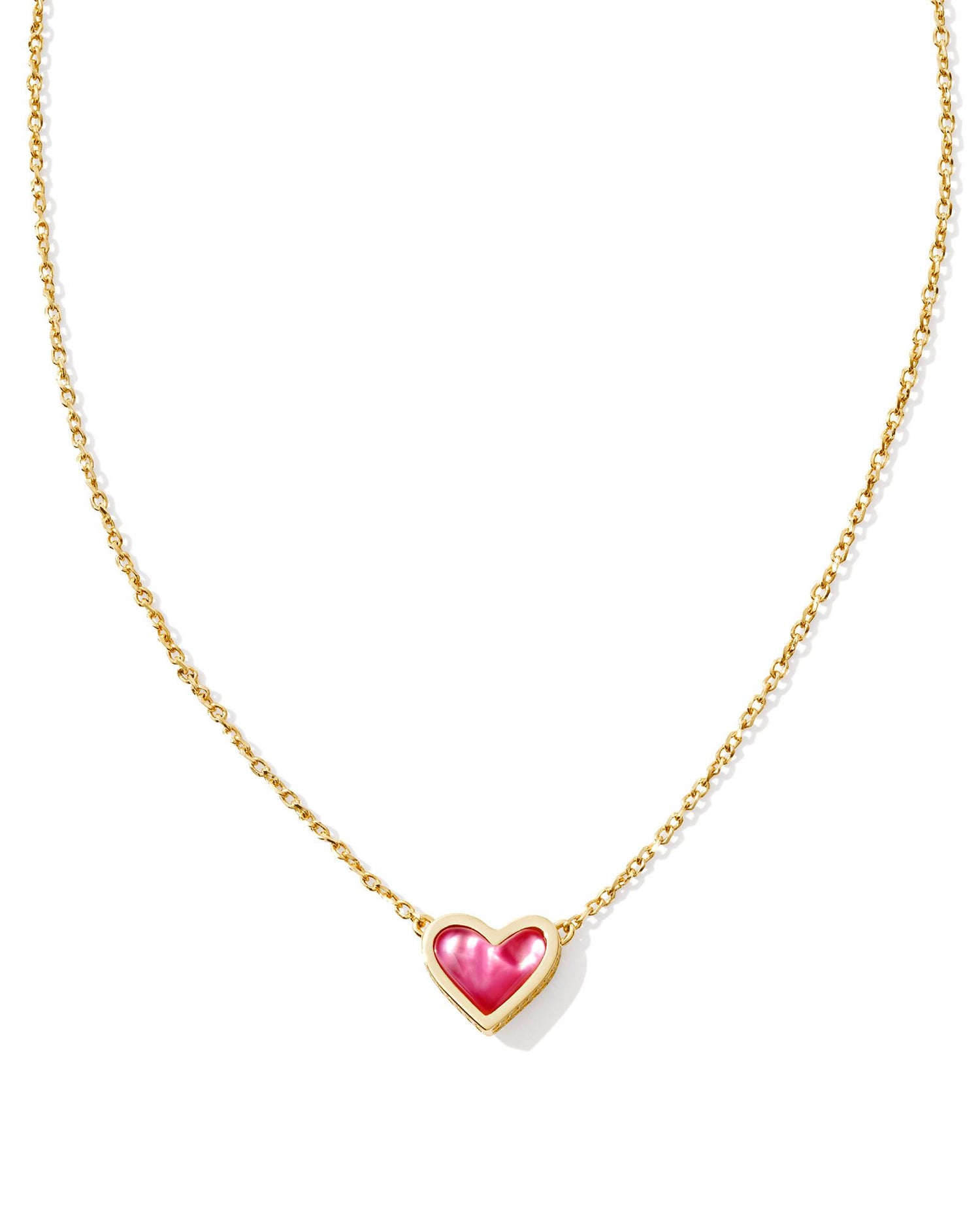 gold necklace with a heart pendant with an azalea illusion stone center