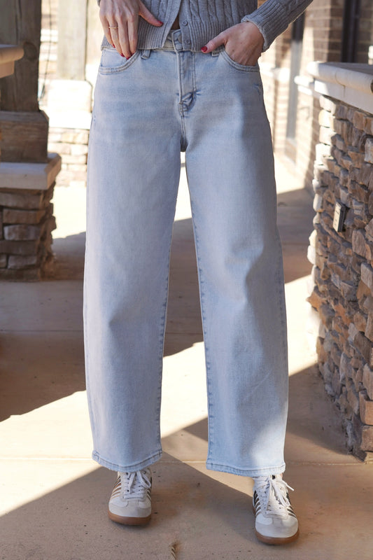 Haven Light Wash Cropped Barrel Jeans