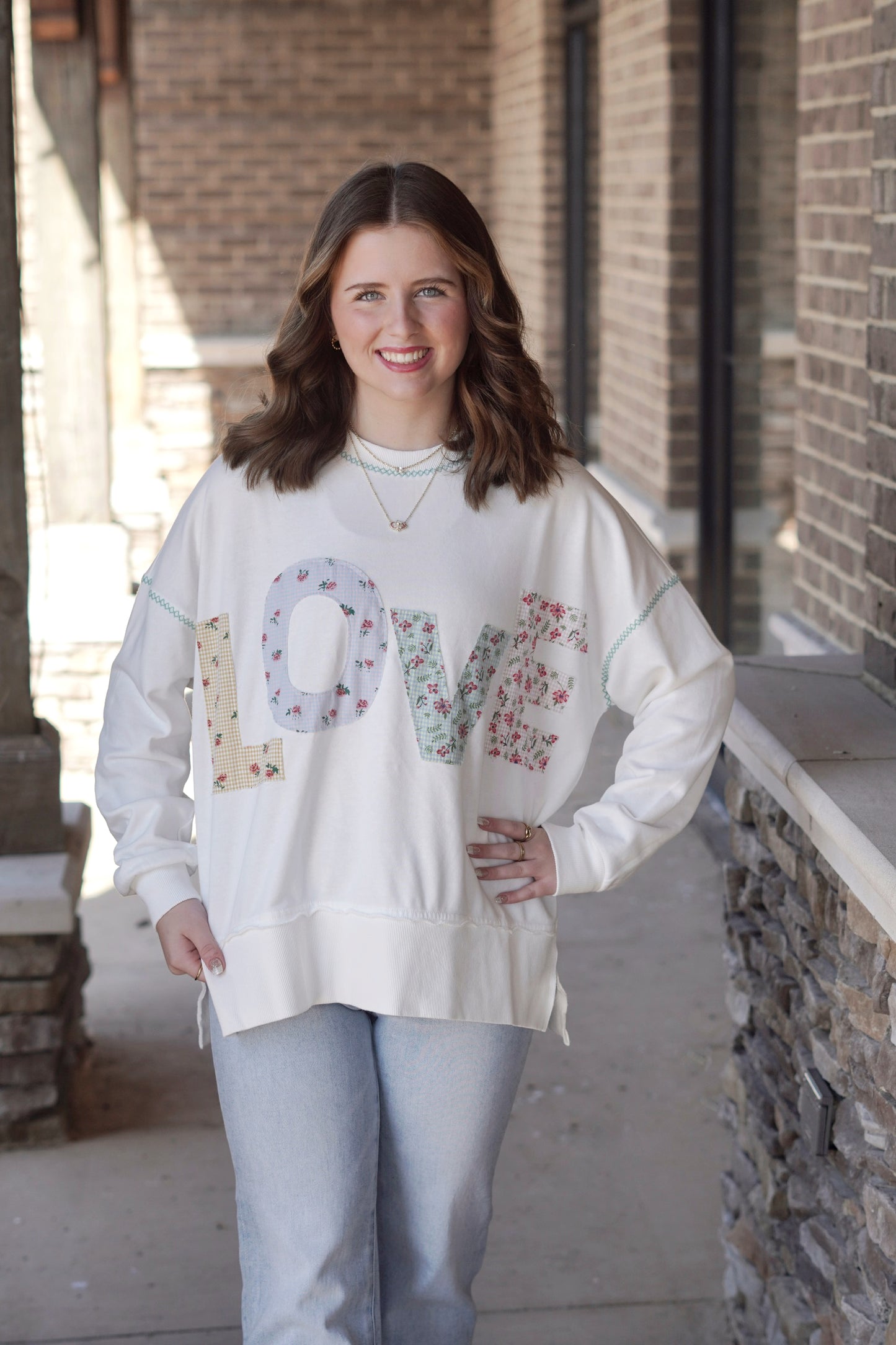 LOVE Contrast Patch Sweatshirt