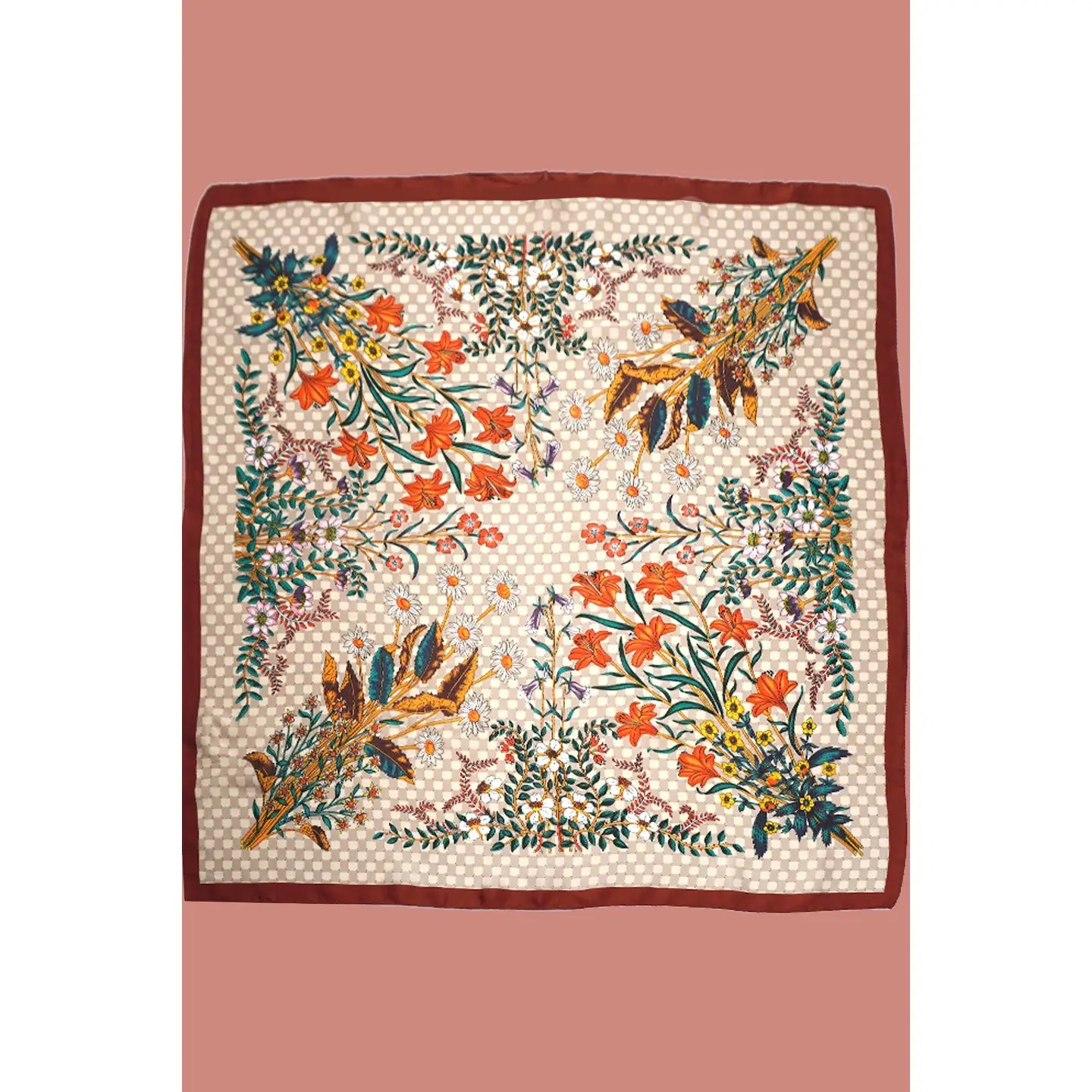 Large Floral Print Bandana Scarf