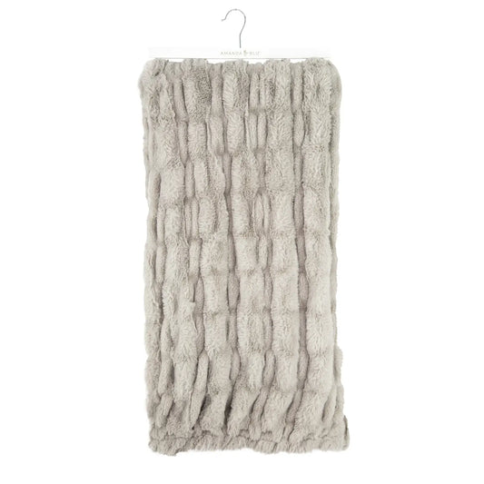Amanda Blu Light Grey Gathered Stretched Throw Blanket
