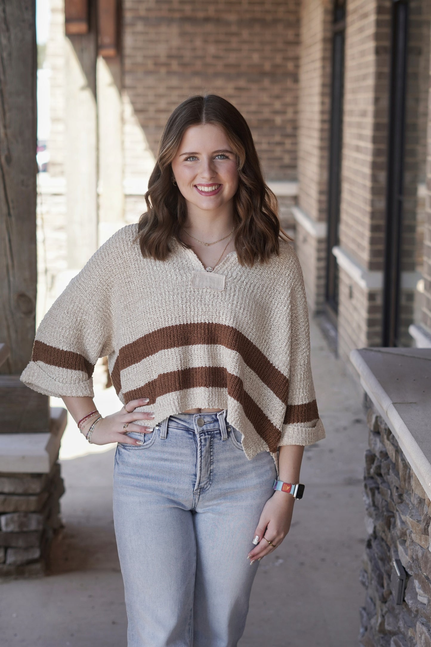 Saylor Stripped Cropped Sweater