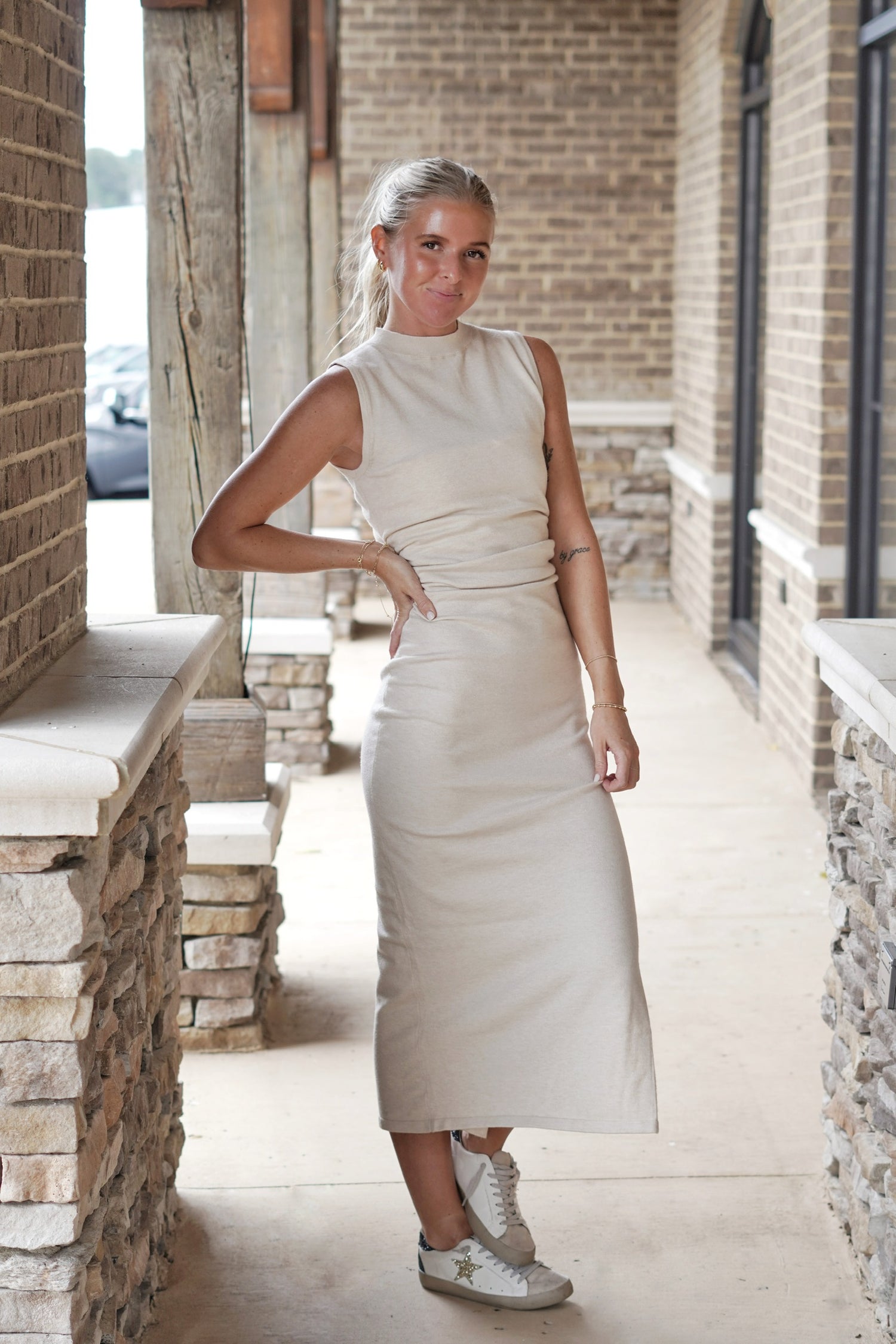 Magnolia Mock Neck Sleeveless Midi Magnolia Mock Neck Sleeveless Midi
