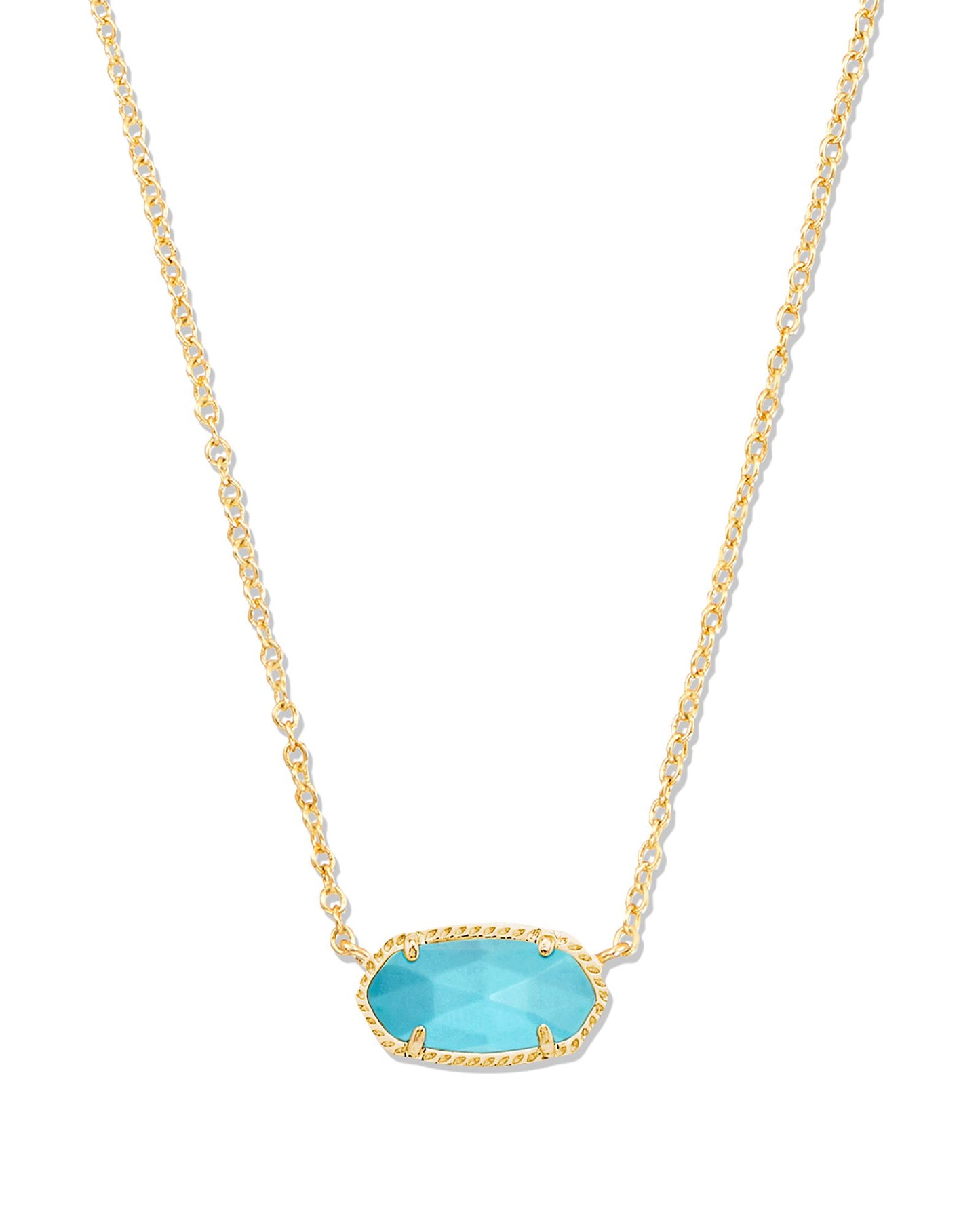 Kendra Scott Gold Turquoise Necklace
0.63'L x 0.38'W stationary pendant, 15' chain with 2' extender
Gold Plated Over Brass
Lobster claw closure
Turquoise