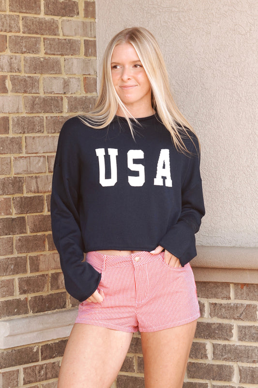 USA Navy Knit Sweater