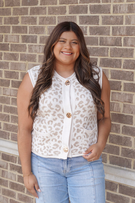 Snow Leopard Sweater Vest
