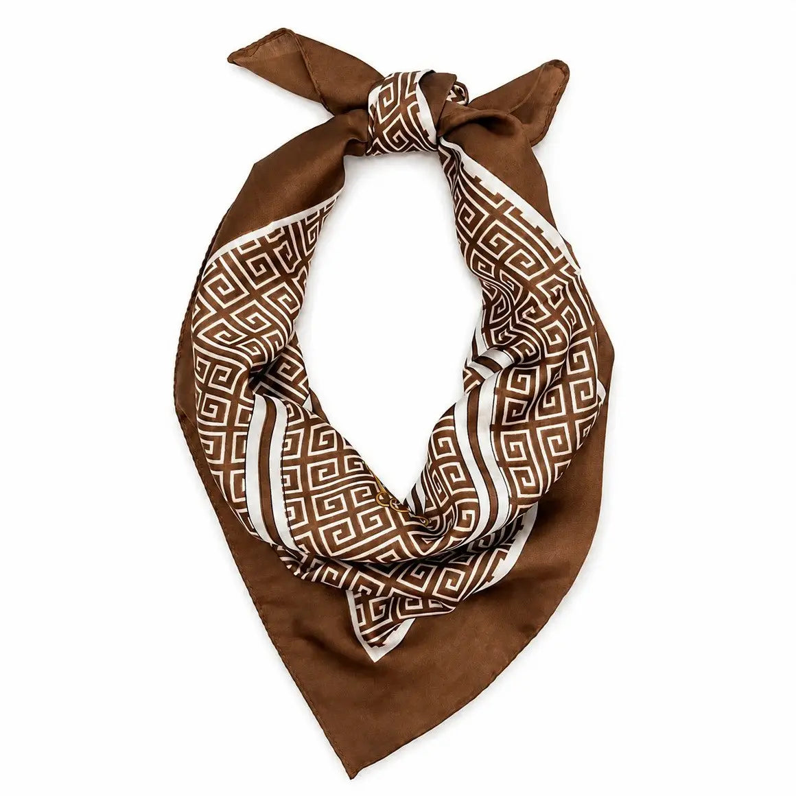 Geometric Print Silk Satin Shawl Scarf