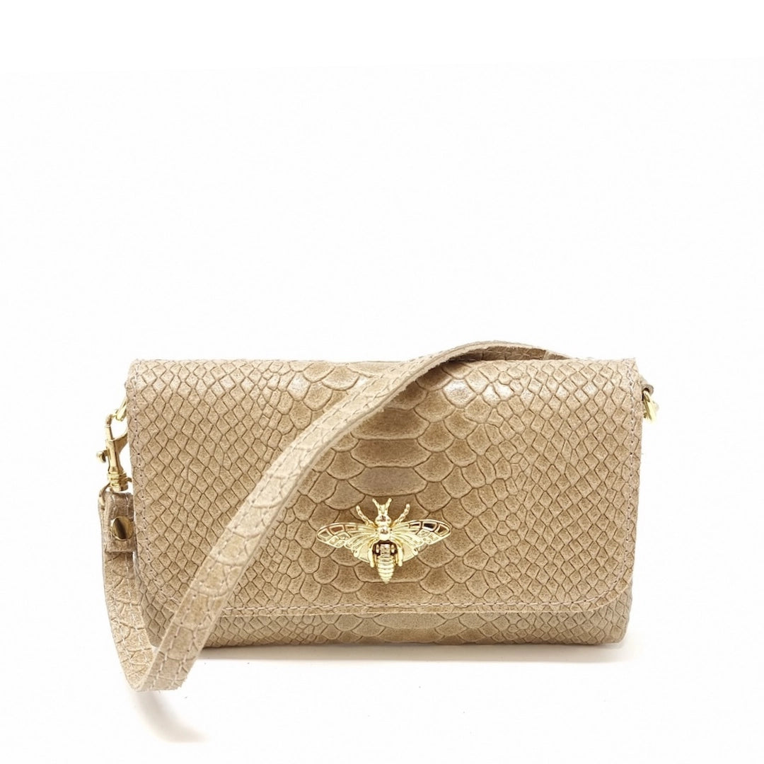 Genuine Italian Leather Bumble Bee Crossbody Bag