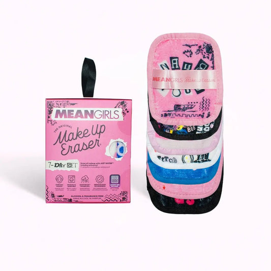 The movie "Mean Girls" TM inspired make up erasers. 7 different patterns including 'Burn Book cover', 'On Wednesday's We Wear Pink', 'You Can't Sit With Us', etc.
Ingredients: Ultra soft 100% polyester.
• Weight: 3.04 oz (86.18 g)
• Dimensions: 5 x 4 in (12.7 x 10.2 cm)