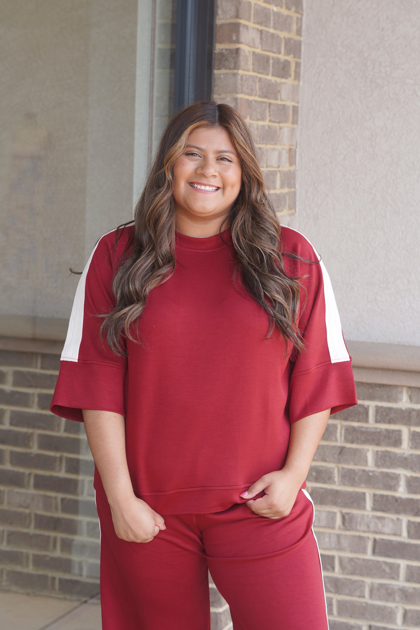 Crimson Scuba Half Sleeve Top