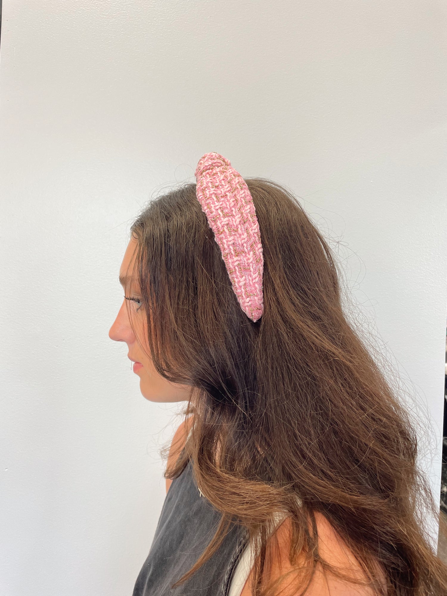 pink tweed headband