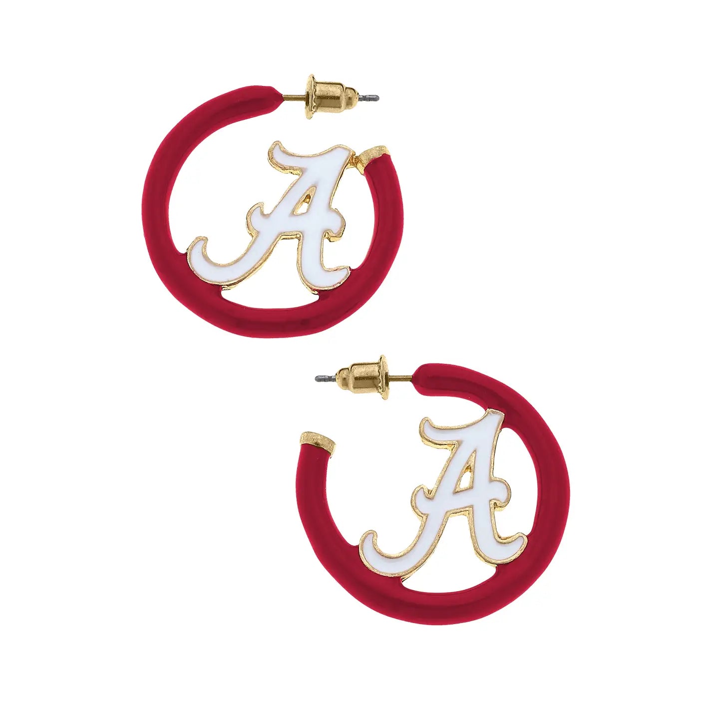 Collegiate Enamel Logo Earrings, "Alabama Crimson Tide" Script Logo
Closure: Post-Back