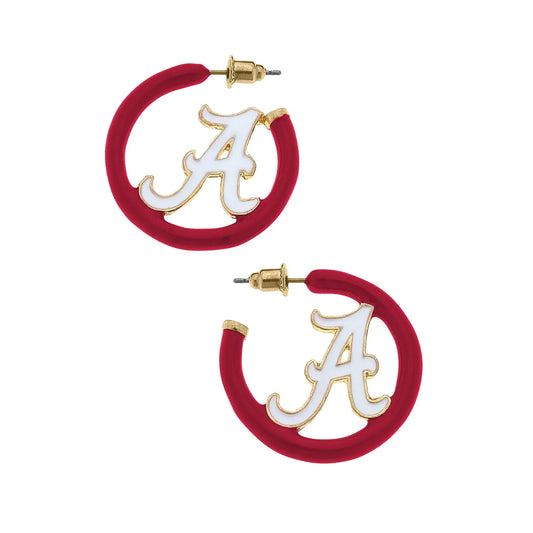 Collegiate Enamel Logo Earrings, "Alabama Crimson Tide" Script Logo
Closure: Post-Back