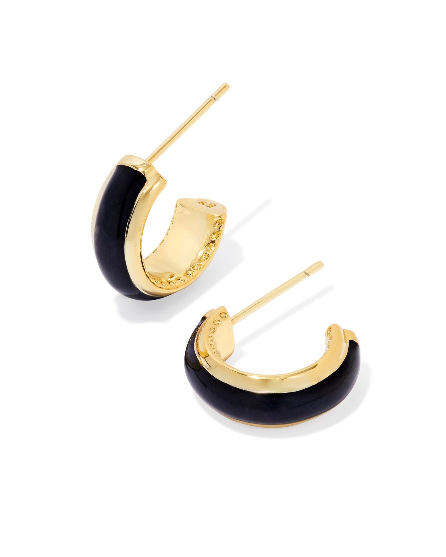 black enamel hoop earrings