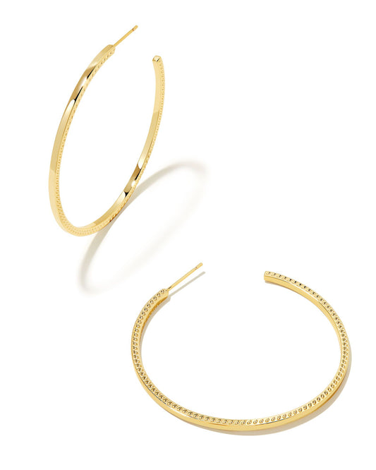 Make a bold, fashion-forward statement with earrings that are sure to be a conversation starter. Our Sylvie Large Hoop Earrings in Gold are just that—and more. From our signature hoofprint detailing to their larger-than-life silhouette, we’ve taken these hoops from every day to extraordinary.