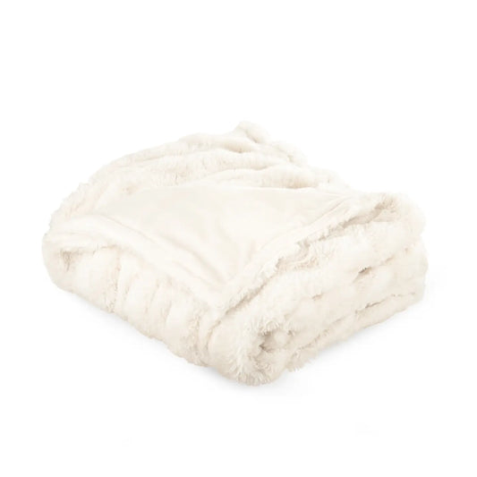 Amanda Blu Ivory Gathered Stretched Throw Blanket