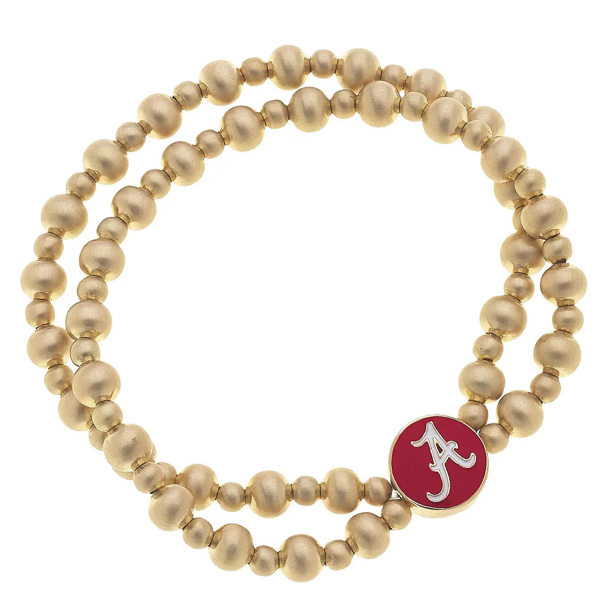 Collegiate Stretch Bracelet Set
Base Metal with Satin Gold Plating
Enamel Material
Script "Alabama Crimson Tide"