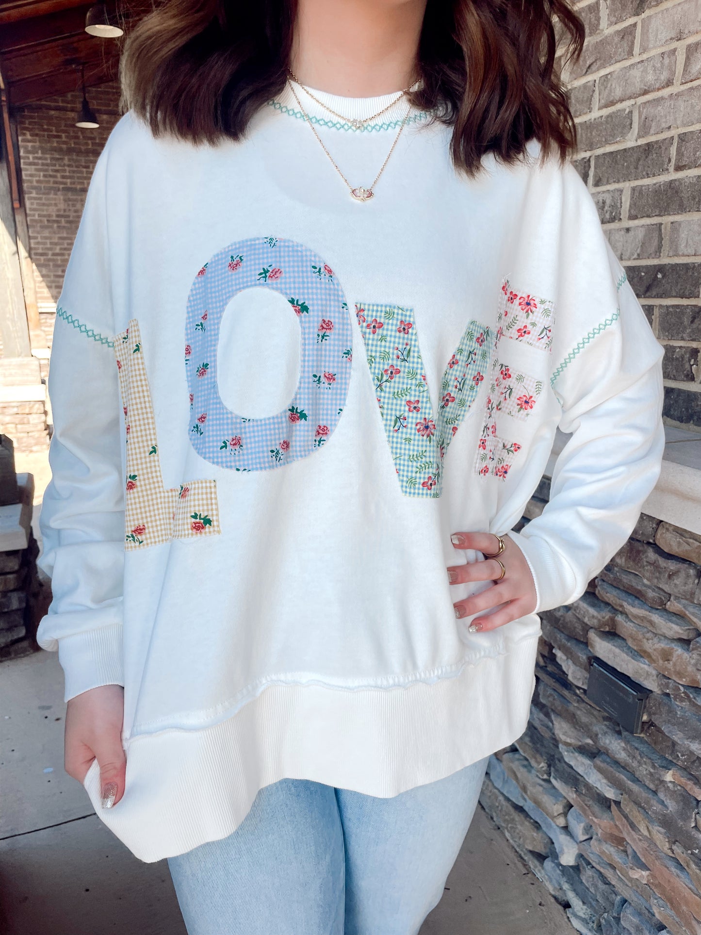 LOVE Contrast Patch Sweatshirt