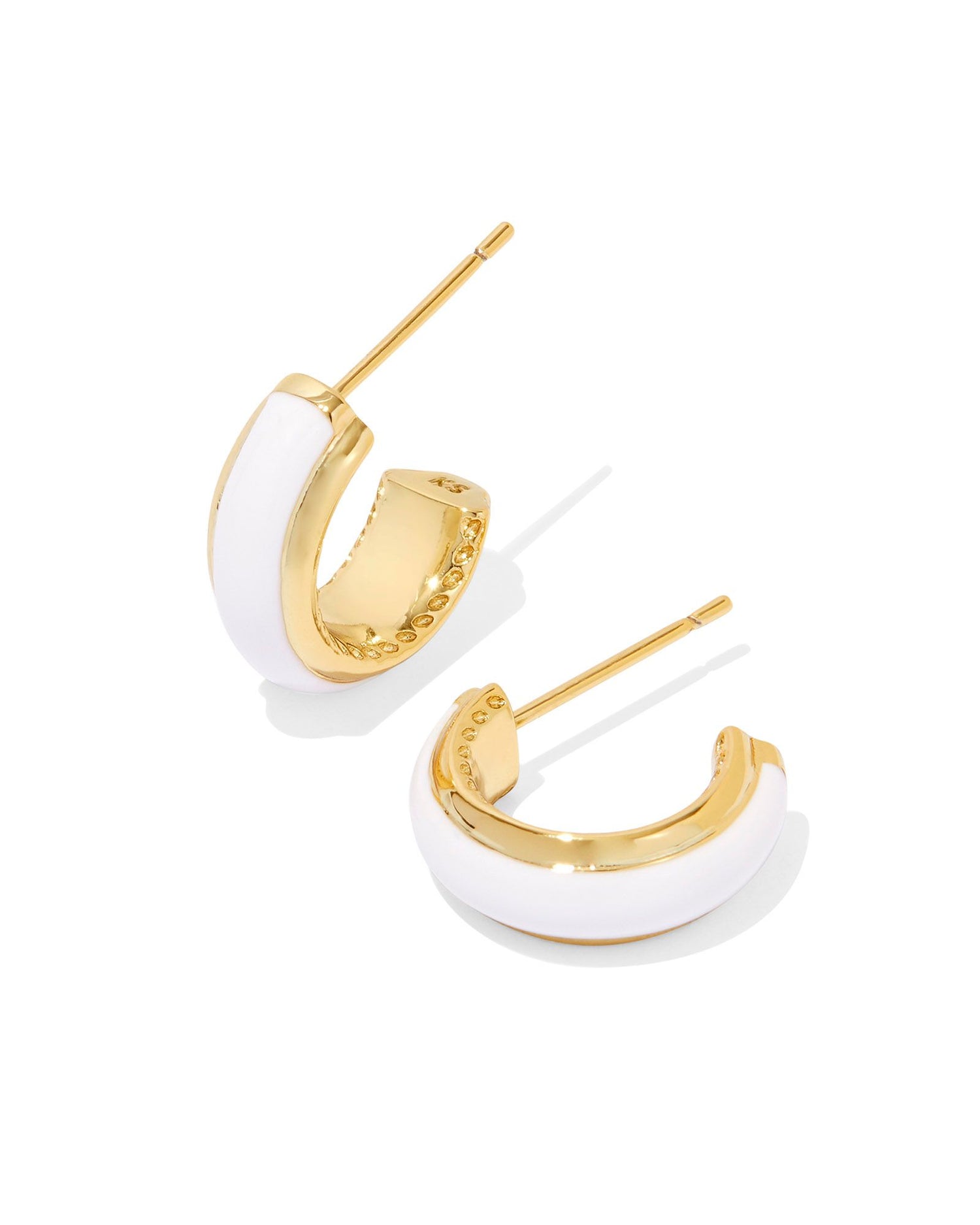 white enamel gold earrings