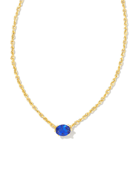 Gold Chain with Small Royal Blue Pendant
