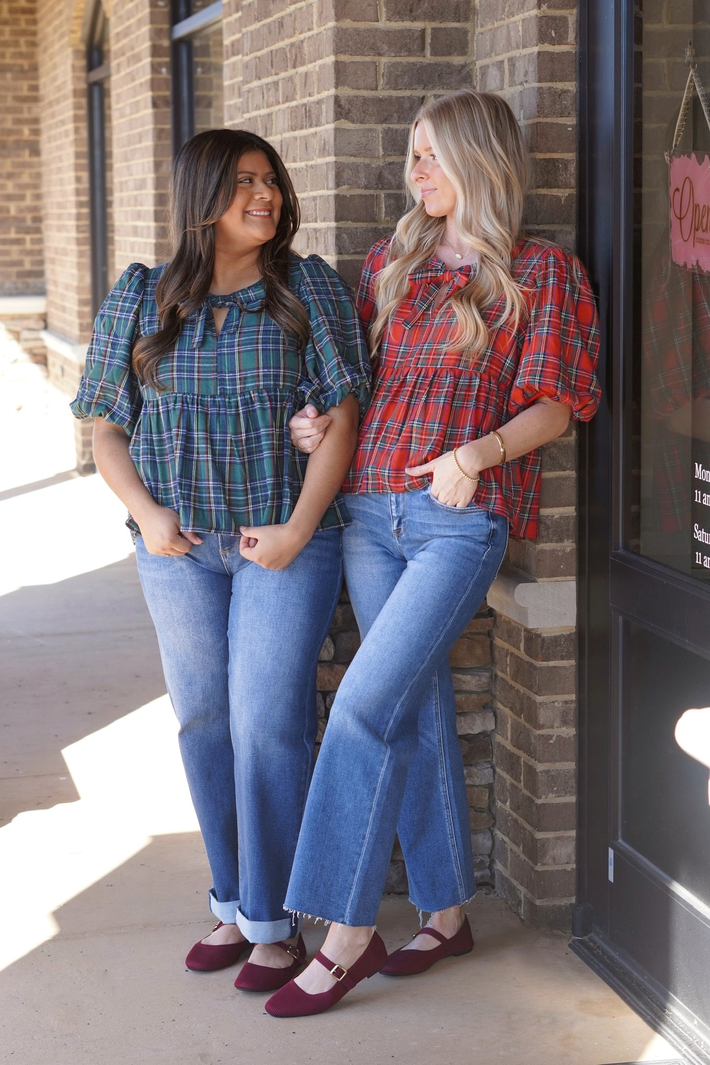 Christmas Eve Plaid Baby Doll Top